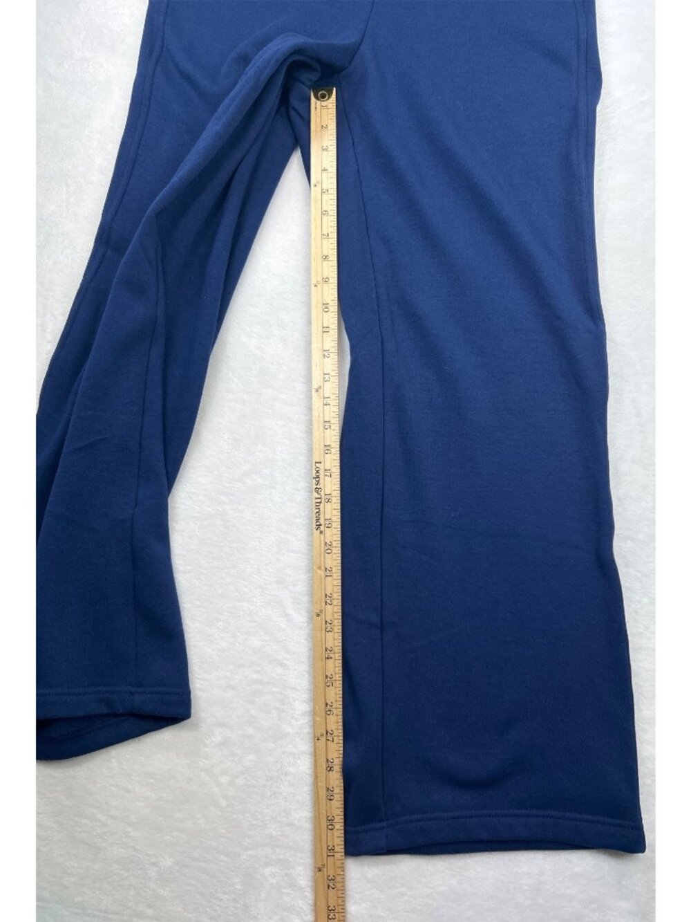 Lands’ End Navy Blue Knit Wide Leg Sweatpants Women's L  Comfortable Pull-On - Picture 4 of 10